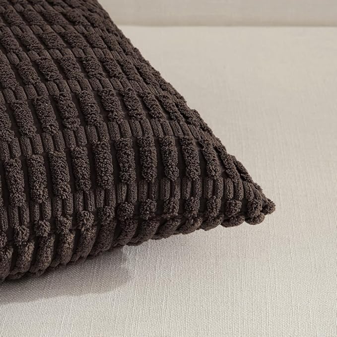 Fancy Homi 4 Packs Decorative Throw Pillow Covers for Living Room Couch Bed, Modern Farmhouse Boho Home Décor Accent Cushion Case, 16" x 16", Dark Brown - Image 3