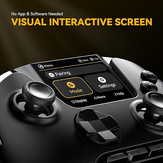 ManbaOne Interactive Screen Wireless Gaming Controller (Black) | for PC/Switch1/2/iOS/Android,Hall Effect Stick & Trigger,RGB Lighting,Remappable Buttons,1800mAh with Charging Dock - Image 2