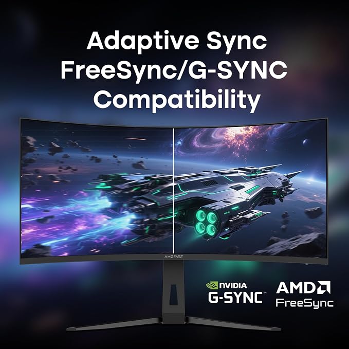 Amzfast 34 Inch Curved Monitor 240Hz UWQHD (3440x1440) Gaming Monitor, 1ms G-SYNC Compatible, 1500R, PIP/PBP, HDR400, 96% DCI-P3, Tilt/Swivel/Height Adjustable, TÜV Rheinland, HDMI 2.1, AMZG34C8 Pro - Image 11