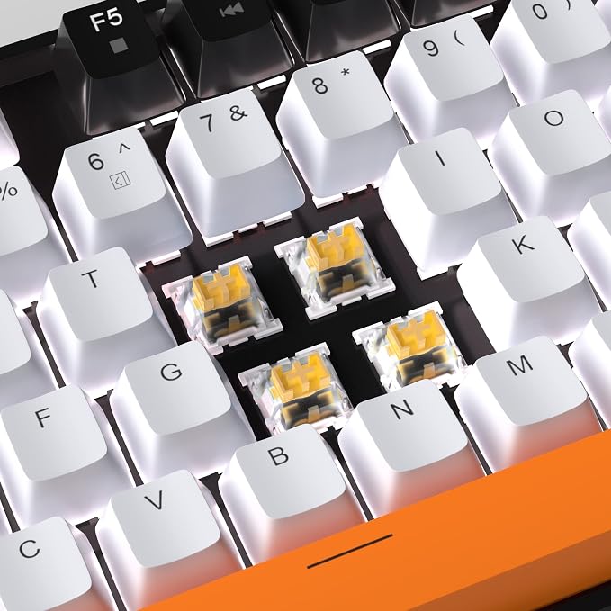 MageGee 75% Mechanical Gaming Keyboard, Yellow Switch, LED White Backlit, 87 Keys Compact TKL Wired Computer Keyboards for Windows Laptop PC Gamer - White/Black - Image 2