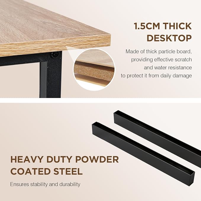 PayLessHere | 47 Inch Computer Desk | Nature | Sturdy Office Desk | Metal Frame, Adjustable Feet | Water-Resistant, Scratchproof Surface | Writing Table for Home Office or Study | Pack of 1 - Image 4