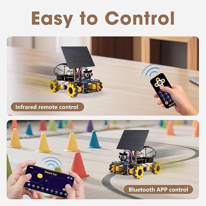 Robotics Kit for Kids Ages 8–12,ACEBOTT STEM Robot Car with Solar Powered,Compatible with Arduino & Scratch,STEM Toys for Boys Ages 8–12,App & Remote Control,Programmable ESP32, for Boys and Girls - Image 4