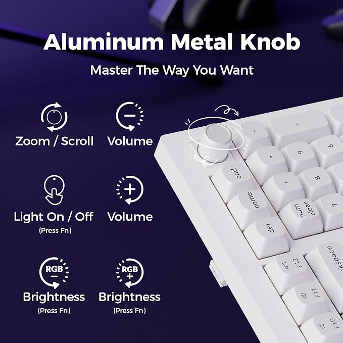 Keychron V5 Ultra 96% Wireless Mechanical Keyboard with 8000Hz Polling Rate & NKRO, Hot-Swappable RGB, Red Switches, 97 Keys, 2.4GHz/Bluetooth/Wired, OSA PBT Keycaps, for Mac/Win/Linux - White - Image 9