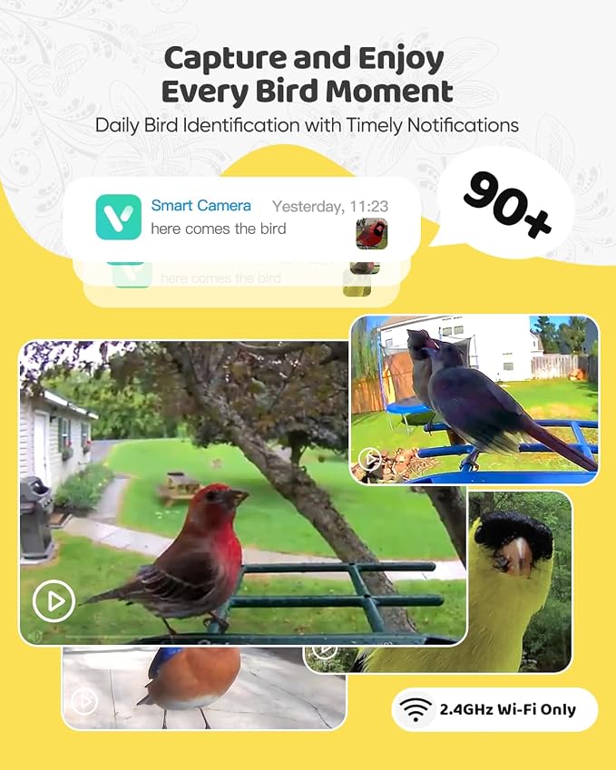Bird Feeder with Camera Solar Powered : Smart Camera Bird Feeder 2K Live Steam for Outdoor, 5MP Photos, AI Identification, 1.8L Large Capacity, Gifts for Mom Dad, Built in Dual Solar Panel - Image 2