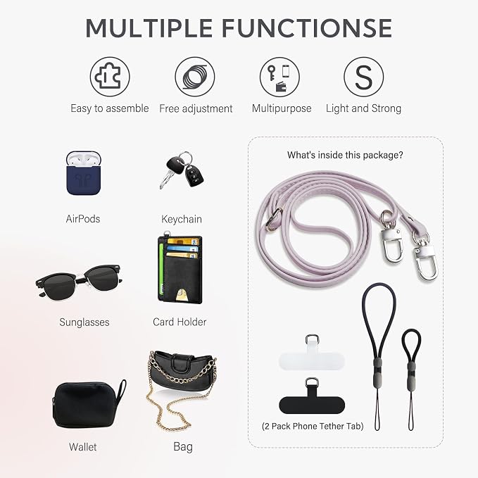 BFSD·DM Phone Crossbody Strap, Universal Crossbody Patch Phone Lanyards,Phone Lanyards for Around The Neck,Phone Strap,Compatible with Most Smartphones(Purple) - Image 4