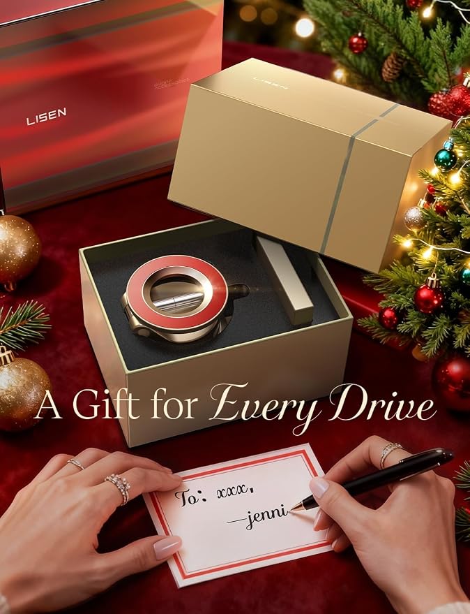 LISEN for Magsafe Car Mount, Cell Phone Holders for Your Car, Magnetic Car Accessories for Women Men Truck Jeep BMW, Vacuum Gifts Kits for iPhone 17 Pro Max 16 15 14 13 12, Samsung S26, Gold Red - Image 2