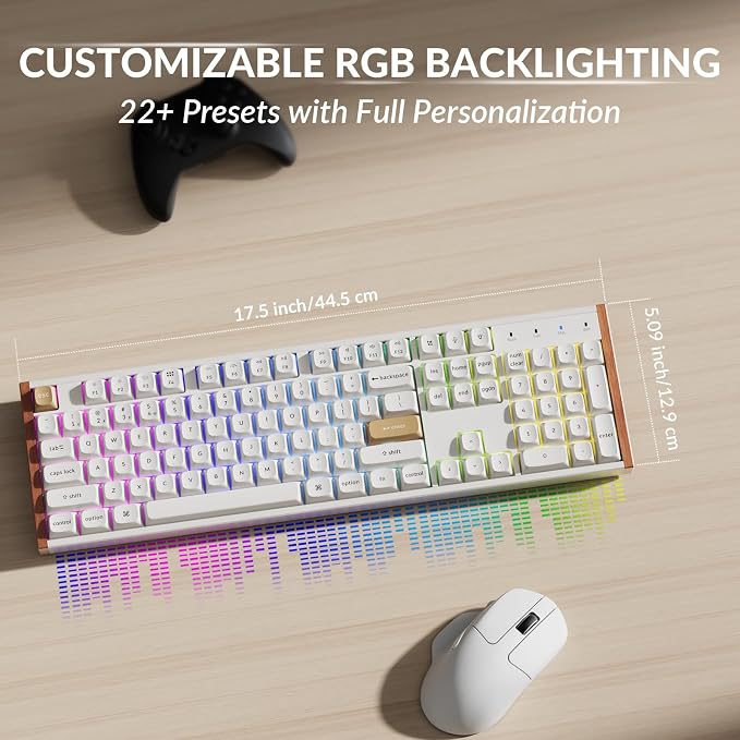 Keychron K10 HE Full-Size Hall Effect Keyboard Wireless, Rapid Trigger | Aluminum Wood Frame Hot-Swappable Magnetic Switches Adjustable Actuation 2.4 GHz Bluetooth USB-C PBT Keycaps QMK Custom RGB - Image 7