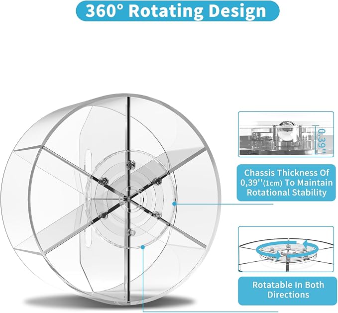 360 Degree Acrylic Desk Organizer Clear Pen Holder for Desk Kids 2 Packs | Pencil Holder Rotating Lazy Susan Organizer for School Supplies, Marker Holder Art Supply Storage Organizer with 6 Dividers - Image 8