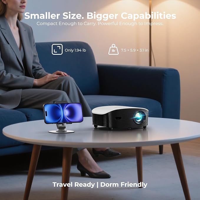 GooDee AI Smart Mini Projector with WiFi and Bluetooth - FHD 4K Support, Compatible with Netflix/YouTube, Auto Focus & Keystone, Dolby Audio Movie Projector for Outdoor Movie Night & Bedroom Theater - Image 7