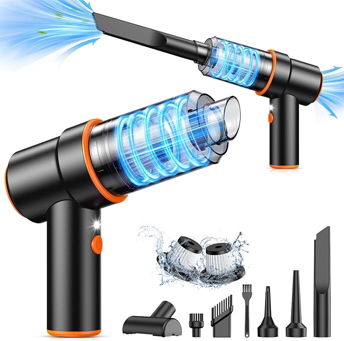 KMM Handheld Car Vacuum Cleaner, 11000PA Vacuum Cleaner & Air Duster, 120W High Power Vacuum Portable Cordless, Hand Held Vacuum Rechargeable with Multi-Nozzles & LED Light for Home, Car, Office by KMM