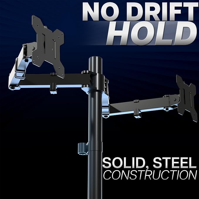 VIVO Dual Monitor Desk Mount, Heavy Duty Fully Adjustable Stand, Fits 2 LCD LED Screens up to 32 inches and 22 lbs Each, Black, STAND-V032 - Image 8