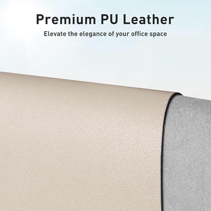 Aothia Large PU Leather Desk Pad Protector – Non-Slip Mouse Pad & Writing Mat for Office/Home, Waterproof, Easy to Clean(48" x 17", Eggshell) - Image 2