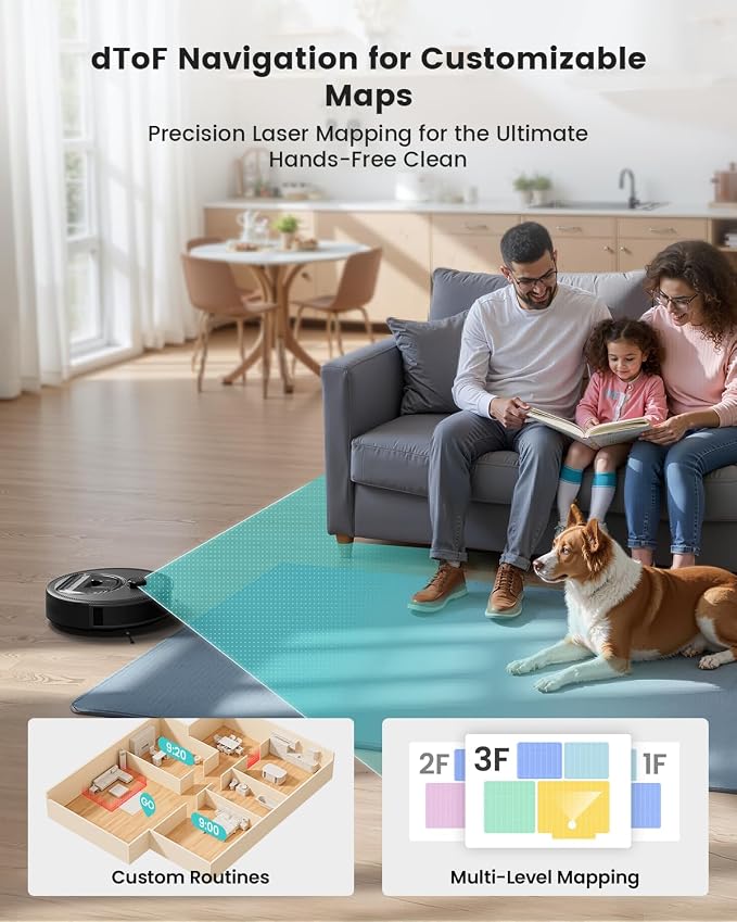 Lefant Robot Vacuum and Mop, 450ml Visible Dustbin, Upgraded 190° PSD Obstacle Avoidance, Customized Cleaning, Multi-Floor Mapping, 150 Mins Runtime, 2.4G/5G WiFi, Pet Hair & Carpets, M330 Pro - Image 2
