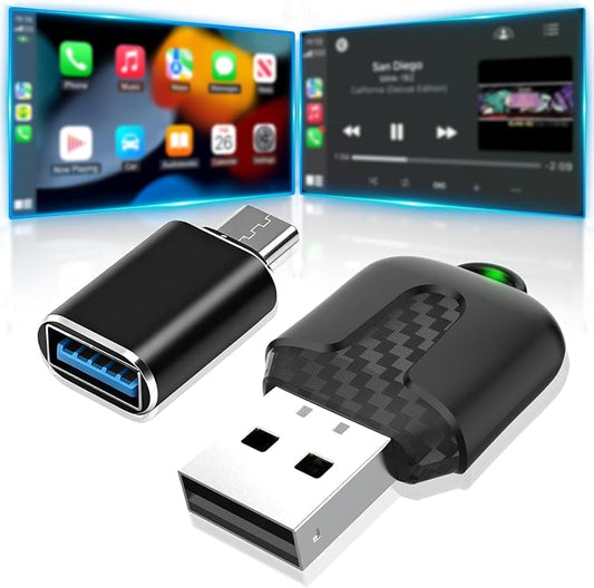 Wireless Carplay Adapter, Convert Wired to Wireless CarPlay, Compatible with CarPlay, Plug and Play, Type-C/USB, Suitable for 800+ Vehicles (Matte Black) by Unknown