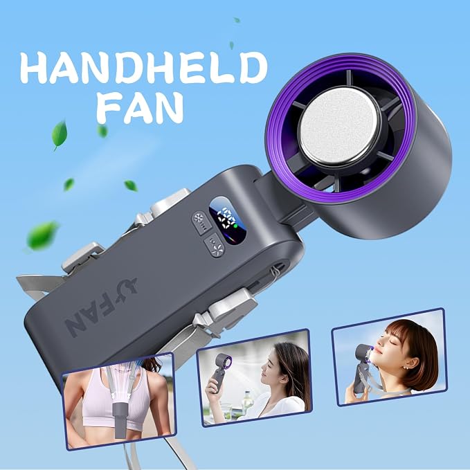 Handheld Fan, Portable Handheld Fan with Ice Function, mini personal fan, Turbo Powerful Rechargeable Fans,1-199 Speed, Foldable, for Women Men Outdoor Indoor travel essentials(Grey) - Image 4