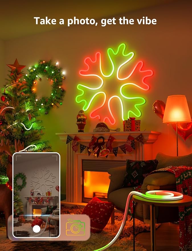 Lepro N1 AI Smart RGB Rope Lights for Christmas, Personalized AI Lighting Designer, LightBeats Music Sync, Color Segment DIY, Voice Control Via App, 9.84ft Wi-Fi & Bluetooth LED Strip Lights - Image 6