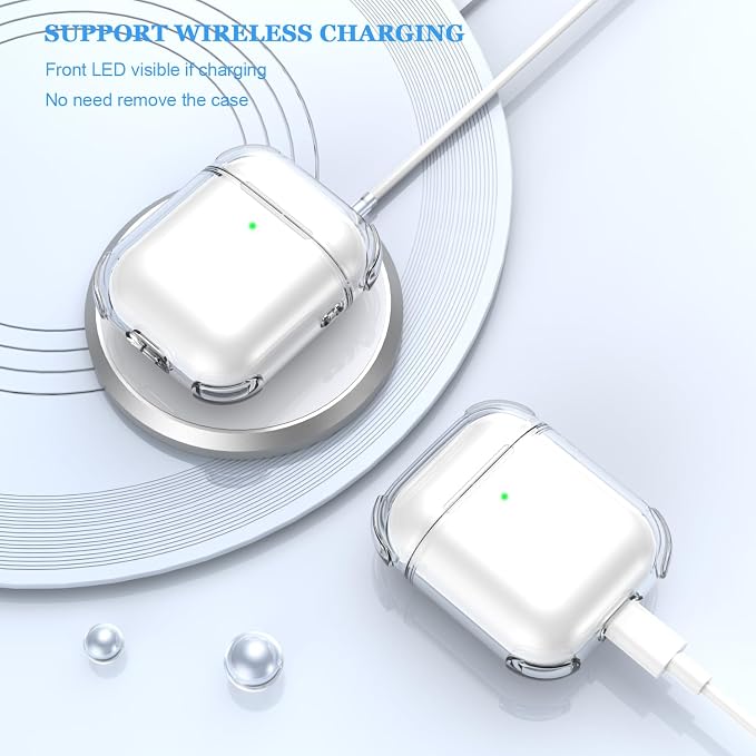 for Airpods 2nd Generation Case Cover, Clear Soft TPU Transparent Four Corner Military Grade Shockproof Protective Case with Cleaning Kit for Airpods 2 Gen Charging case 2019, Clear White - Image 6