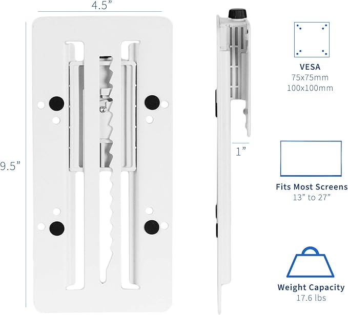 VIVO Height Adjustable VESA Adapter for Single 13 to 27 inch Monitor, Accessory Bracket Kit for Individual Screen, White, STAND-VAD3W - Image 2