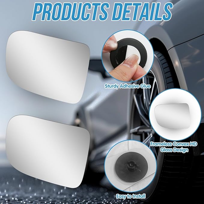 2Pcs Cars BlindSpot Mirrors, Removable Adjustabe Angle Round Wide Angle Convex RearView Mirror, Car Accessories Universal HD Glass for Suvs Auto RVs Motorcycles - Image 3