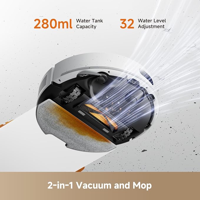 dreame D20 Air Plus Robot Vacuum and Mop, 20,000Pa Powerful Suction | 120-Day Self-Emptying with 4L Dust Bag, Anti-Tangling Tech, Edge-to-Corner Cleaning, Deep Carpet Cleaning, 360° Navigation - Image 6