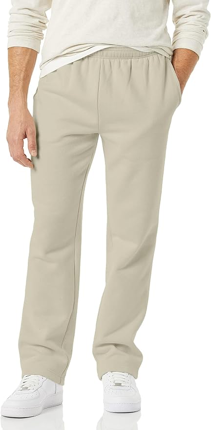 Amazon Essentials Men's Relaxed Straight Leg Fleece Open Bottom Sweatpant (Available in Big & Tall) by AmazonEssentials