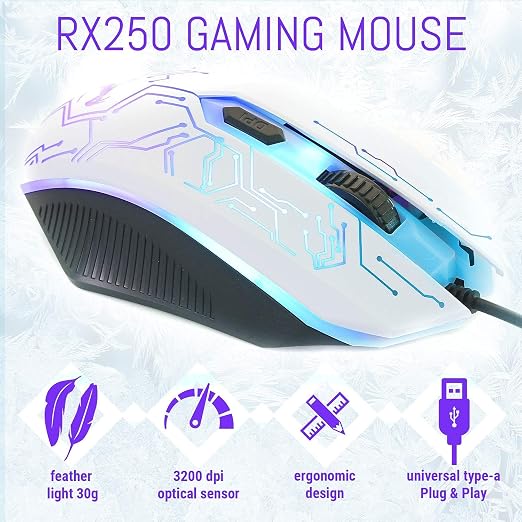 Gaming Keyboard and Mouse and Gaming Headset & Mouse Pad, Wired LED RGB Backlight Bundle for PC Gamers Users - 4 in 1 White Edition Hornet RX-250 - Image 3