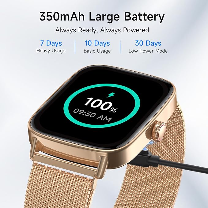 Smart Watch for Men Women, 1.85" HD Smartwatch Compatible iPhone/Samsung/Android (Answer/Make Calls), 100+ Sport Modes Fitness Tracker with Heart Rate/Sleep/SpO2 Monitor, IP68 Waterproof, Metal Band - Image 7