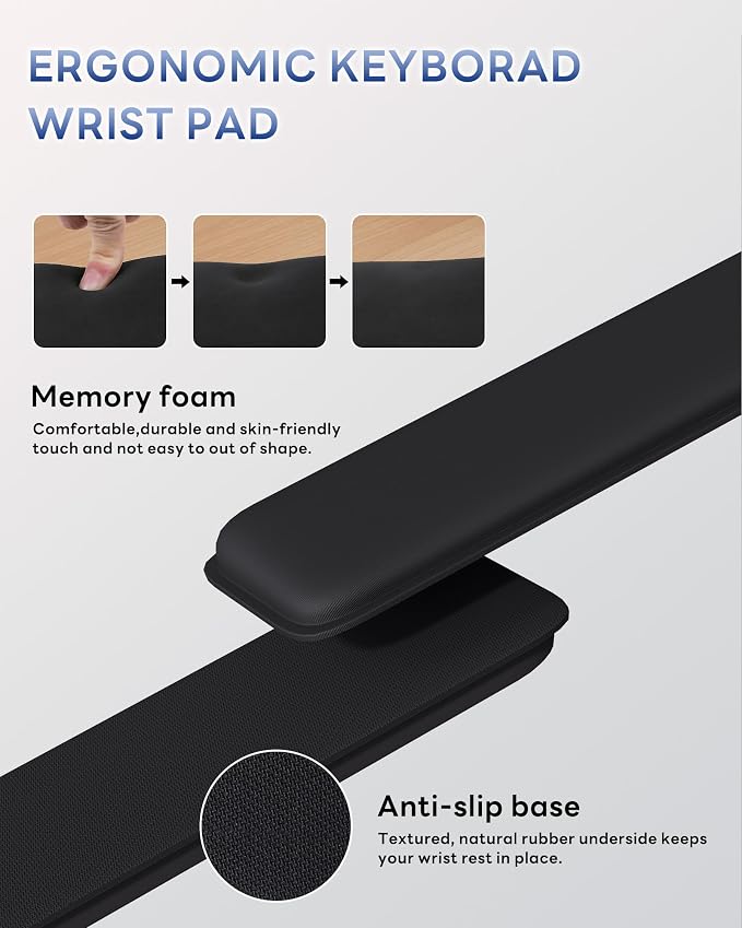 Laborio Computer Keyboard Wrist Rest, Keyboard Riser Stand for Desktop | Black, Ergonomic Acrylic Keyboard Holder, Non-slip Wrist Pad, Pain Relief for Typing, Multiple Colors - Image 5