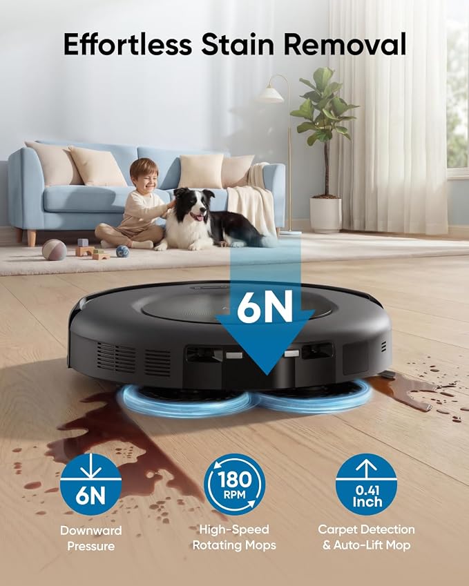 eufy Omni C20 Robot Vacuum and Mop Combo for Hardwood and Carpet | 60 Days Self Emptying, Auto Mop Washing and Drying, 3.35" Ultra Slim, Anti-Tangle for Pet Hair, Powerful Suction - Image 3