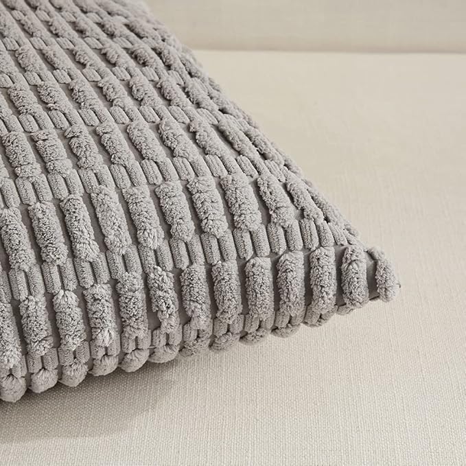 Fancy Homi 4 Packs Decorative Throw Pillow Covers for Living Room Couch Bed, Modern Farmhouse Boho Home Décor Accent Cushion Case, 20" x 12", Gray - Image 4
