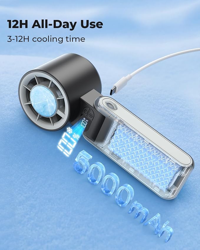 MORECORE Portable Handheld Fan with Ice Cooler, [Instant Chill to 50℉], Gifts for Men Mom Women Grandma Girl Her Hot Flash, 5000mAh Cooling Fan, Camping/Cruise/Soccer Game/Travel Essentials 2026 - Image 7