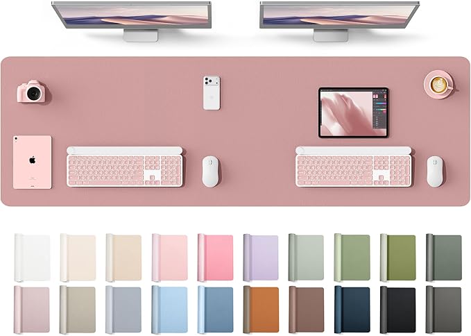 YSAGi Leather Desk Protector, Office Mat, Large Mouse Mat, Non-Slip PU Leather Blotter, Laptop Desk Mat, Waterproof Writing Pad for Office and Home(Pale Mauve, 63" x 17.2") by YSAGi