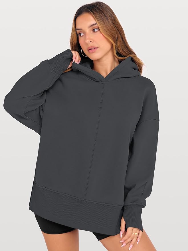 ANRABESS Womens Oversized Hoodies Long Sleeve Fleece Side Slit Hooded Sweatshirts Pullover 2026 Fall Outfits Y2K Clothes - Image 4