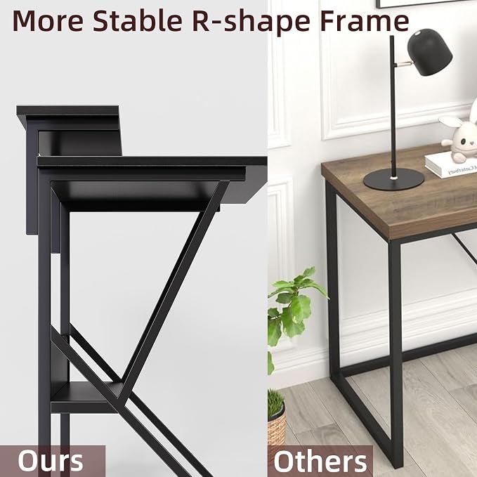 COTUBLR Small Desk, 27.5 Inch Small Computer Desk for Small Spaces, Computer Desk with Adjustable Monitor Stand, Compact Desk with Storage, Tiny Desk Study Desk for Bedroom Home Office, Black - Image 8