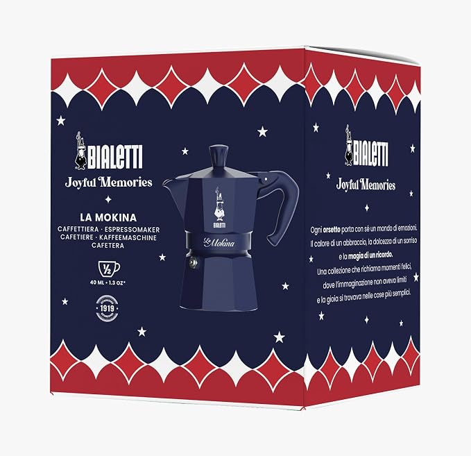 Bialetti Moka Express Iconic Italian Stovetop Espresso Maker (Blue, Half Cup) - Image 2