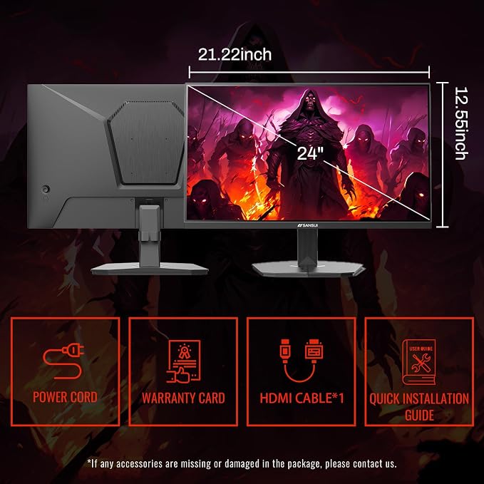 SANSUI 24 Inch Gaming Monitor 200Hz 1Ms FreeSync HDR 110% sRGB FHD 1080P Computer Monitor HDMI DP Ports Eye Care Frameless VESA Mount Cable Management (ES-G24F4L HDMI Cable Included) - Image 9