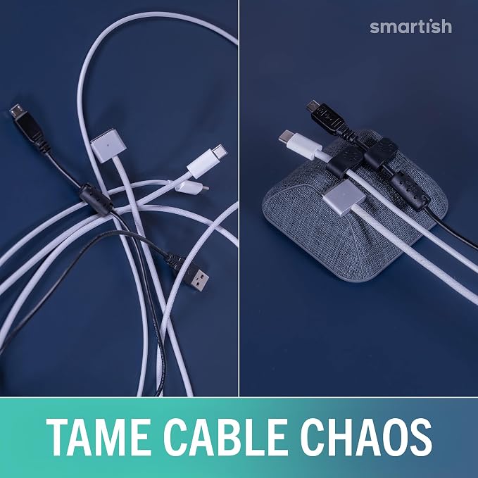 Smartish® Magnetic Cord Holder - Cable Wrangler Organizer with Magnet Clips for Charger Management on Desktop, Nightstand for USB-C + Lightning - No 2 Pencil Gray - Image 7