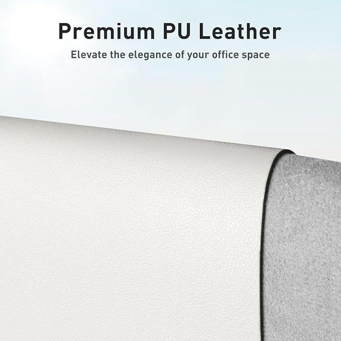 Aothia Leather Desk Pad Protector, Mouse Pad,Office Desk Mat, Non-Slip PU Leather Desk Blotter, Laptop Desk Pad, Waterproof Desk Writing Pad for Office and Home (48"x17", Off-White) - Image 2