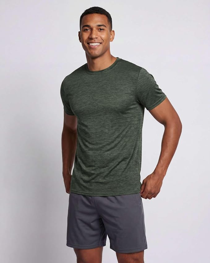 5 Pack Men's Dry Fit Short Sleeve T-Shirt Gym Workout Athletic Running Tee | Cooling, Moisture-Wicking, Crew Neck, Quick-Dry, Breathable, Active, Exercise, Fitness, Basketball, Cycling, Hiking, Tennis - Image 2