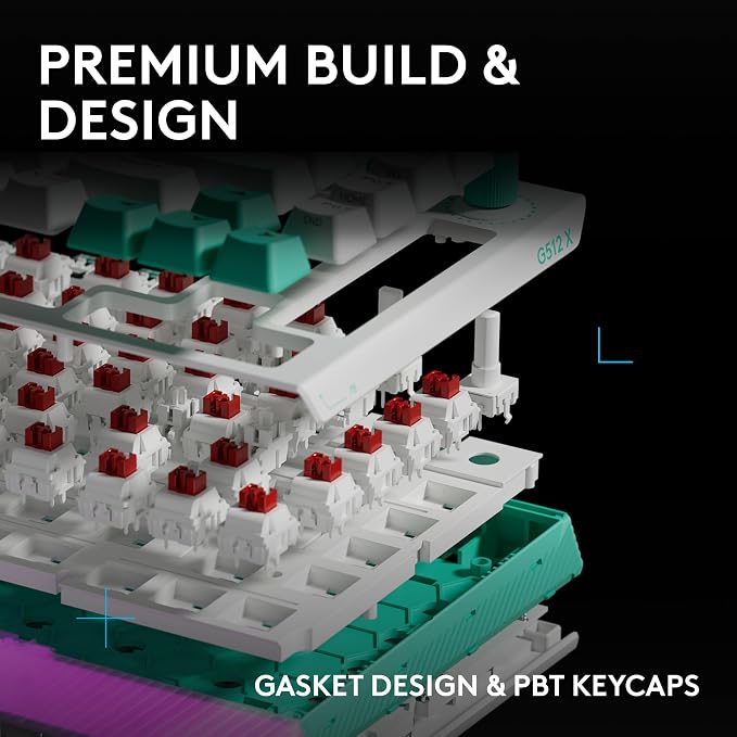 Logitech G512 X 75 TMR + Linear Switch Mechanical Gaming Keyboard - White | Hot-Swappable 9x TMR Rapid Trigger + Linear Mechanical Switches, Gasket, PBT Keycaps, <8K, LIGHTSYNC RGB, for PC & Mac - Image 10