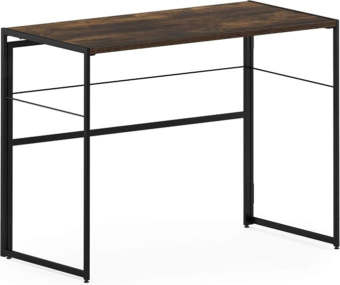 Furinno Riau No Tool/No Assembly/Folding Metal Frame Computer Desk, Rustic Oak/Black, 39 Inch - Image 7