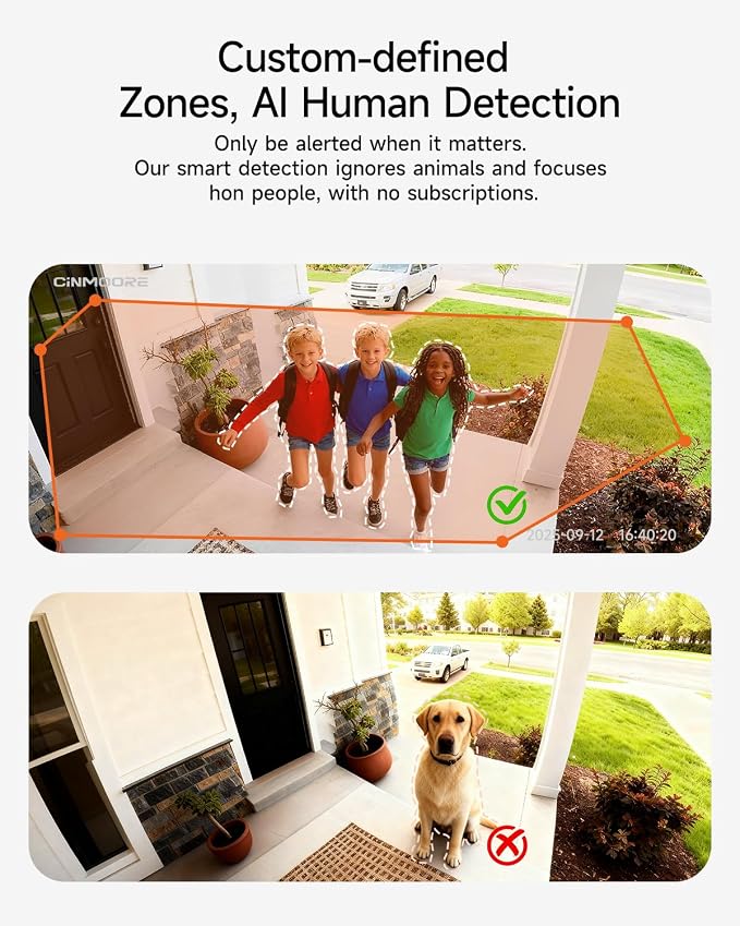 2.5K Security Camera Wireless Outdoor, 2.4G WiFi Battery Powered Indoor Camera, Magnetic Mount Cameras for Home Security, AI Detection, Color Night Vision, Spotlight, Siren Alarm, 2-Way Talk - Image 7