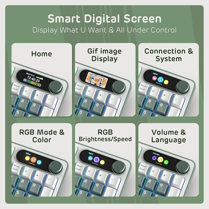 RK ROYAL KLUDGE S98 Wireless Mechanical Keyboard w/Smart Display & Knob | 96% RGB Wireless Gaming Keyboard BT/2.4G/USB-C, Hot Swappable Custom Keyboards, Creamy Sound Silent Computer Keyboard - Image 3