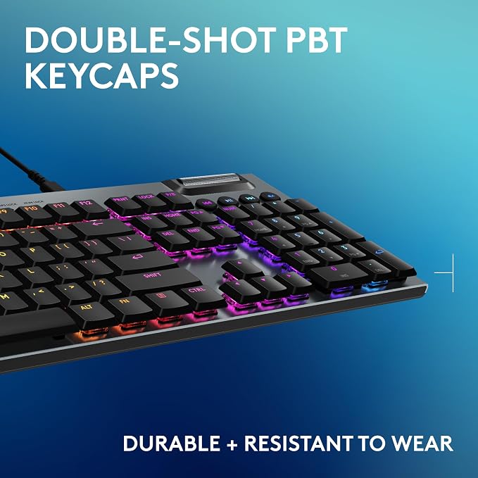 Logitech G915 X Wired Gaming Keyboard (Tactile)- Black | Low Profile, Mechanical Switches, Double-Shot PBT Keycaps, RGB lighting, Aluminum finish, PC/Mac Compatible - Image 7