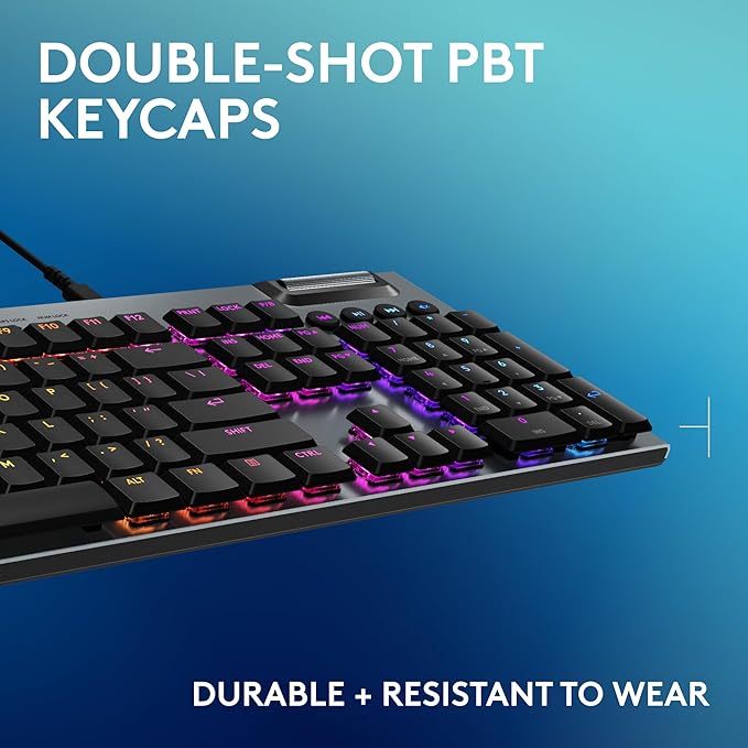 Logitech G915 X Wired Gaming Keyboard (Linear)- Black | Low Profile, Mechanical Switches, Double-Shot PBT Keycaps, RGB lighting, Aluminum finish, PC/Mac Compatible - Image 7