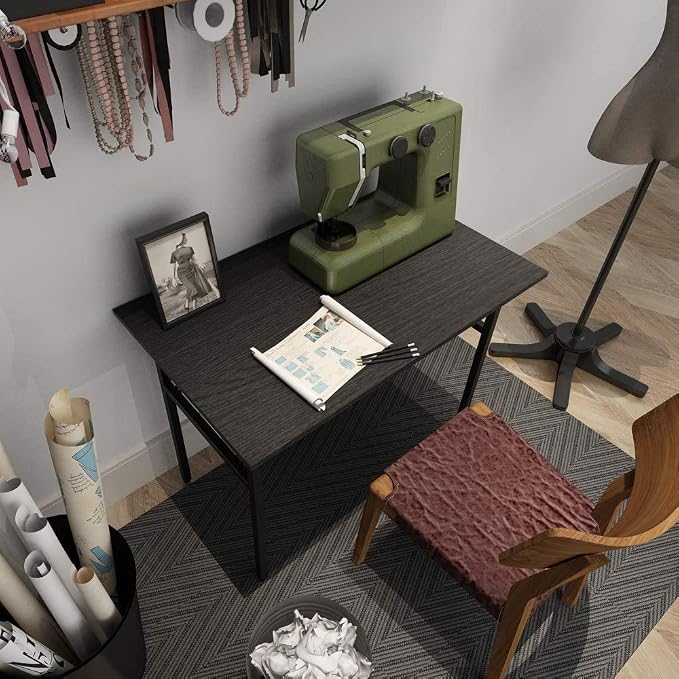 Need Office Computer Desk 39.3 Inch Sturdy Folding Laptop Table Black | Black Frame Writing Gaming Work Table/Foldable Home Office Desk/Sewing Table, No Assembly Required - Image 7