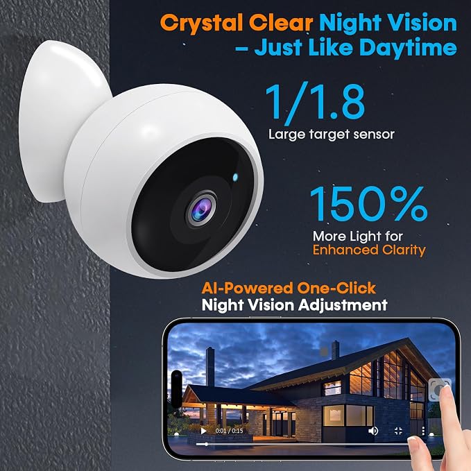 AMTIFO Security Cameras Wireless Outdoor Magnetic - 4-Pack Install-Free Indoor Smart 2K WiFi - Long Battery Life Powered Wireless Security Camera with AI Motion Detection - Image 6