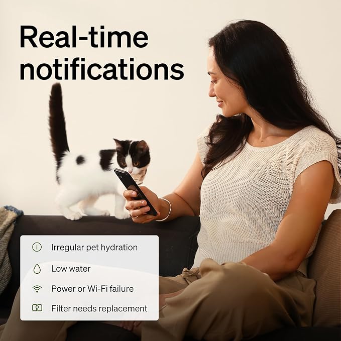 PETLIBRO Cats Water Fountain for Multi Cats, Cat Fountain with RFID Recognition Each Pet, 3L/101oz Pump-Free Cat Water Fountain Stainless Steel Tray, 2.4G Wi-Fi APP Pet Water Fountain x2 Collar Tags - Image 5