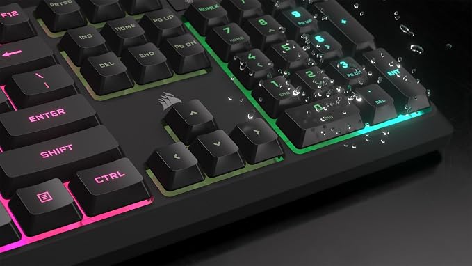 Corsair K55 CORE RGB Membrane Wired Gaming Keyboard – QWERTY US Layout – Quiet, Responsive Switches – Spill Resistance – Ten-Zone RGB – Media Keys – iCUE Compatible – PC, Mac – Black - Image 4