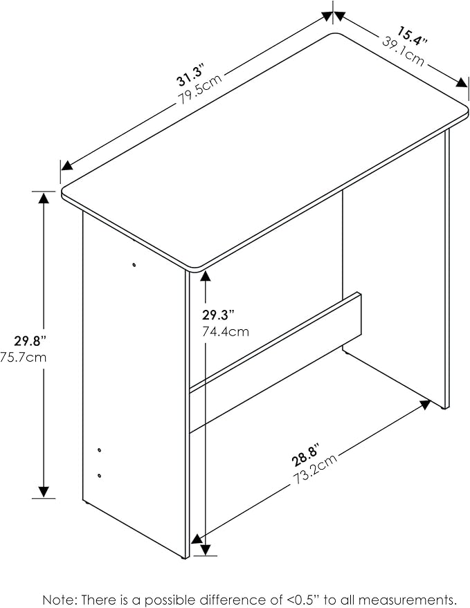 Furinno Simplistic Small Desk, 31.3" Wide Gaming Desk, Rectangular Computer Desk with Rounded Edges, Office Desk for Home Office, Bedroom, Study Room, Dorm, French Oak - Image 3